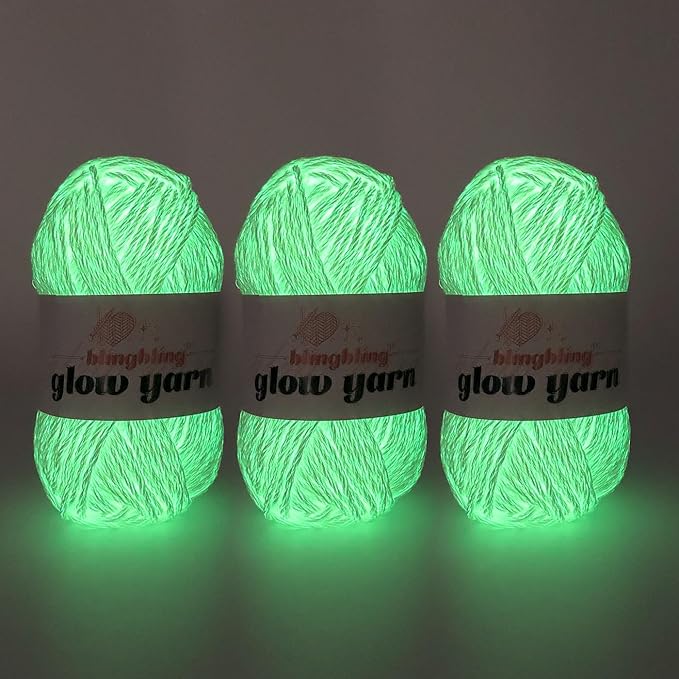 Glow in The Dark Yarn - 100g/3.5oz Photoluminescent White DK #3 Light Weight, Beginner-Friendly Crochet & Knitting Supplies