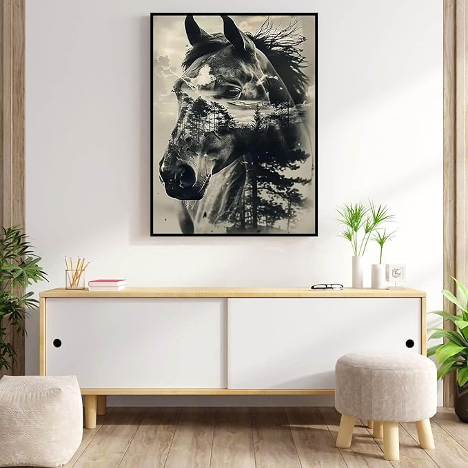 Meothan Diamond Art Kits for Adults, 5D DIY Horse Diamond Painting Kits for Beginners, Diamond Dots Gem Arts Crafts Kits for Living Room Bedroom Home Wall Decor Offices12X16 Inch