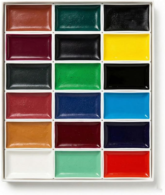 Japanese Gansai Watercolor Set – 18 Handcrafted Earth Tones, Solid Paints Made in Japan for Artists, Journaling & Illustration