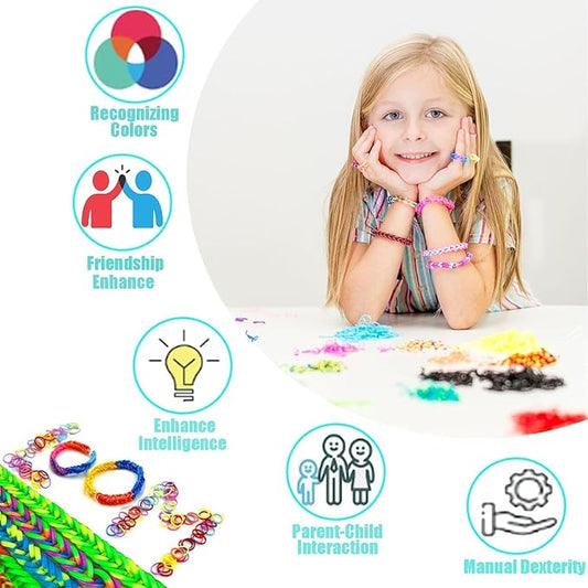 USKMOTO 10 Colors 3000+ Rubber Band Bracelet Refill Kit, Multi-Colors Rubberband Bracelets Making Kit for Kids Weaving DIY Rubber Bands Crafting Gift (10 Colors A Series)