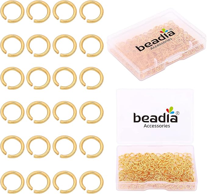 18K Gold Plated Jump Rings Non Tarnish 5mm 400pcs for Jewelry Making Findings
