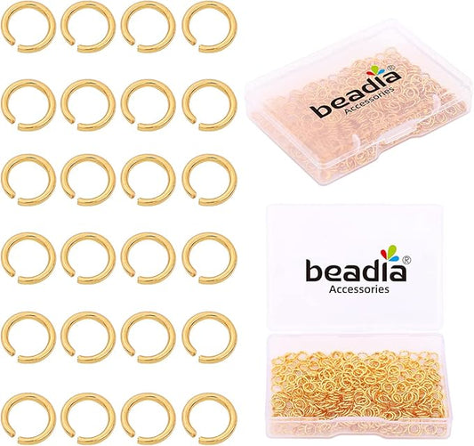 18K Gold Plated Jump Rings Non Tarnish 5mm 400pcs for Jewelry Making Findings