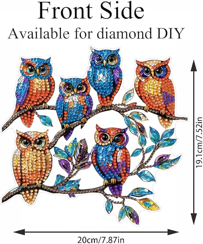 STGLCR Diamond Art Hanging Kit for Adult, Owl on Tree Painting Hanging Ornament Kit, Special Shaped Rhinestone,DIY Acrylic 5D Bird Diamond Art Window Pendants Home Garden Wall Kits Hanging Animal