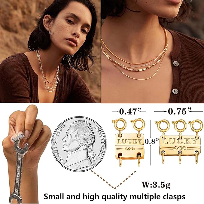 dailyacc lucky necklace layering clasp 18k gold and silver strong multiple necklace clasps for layered separator