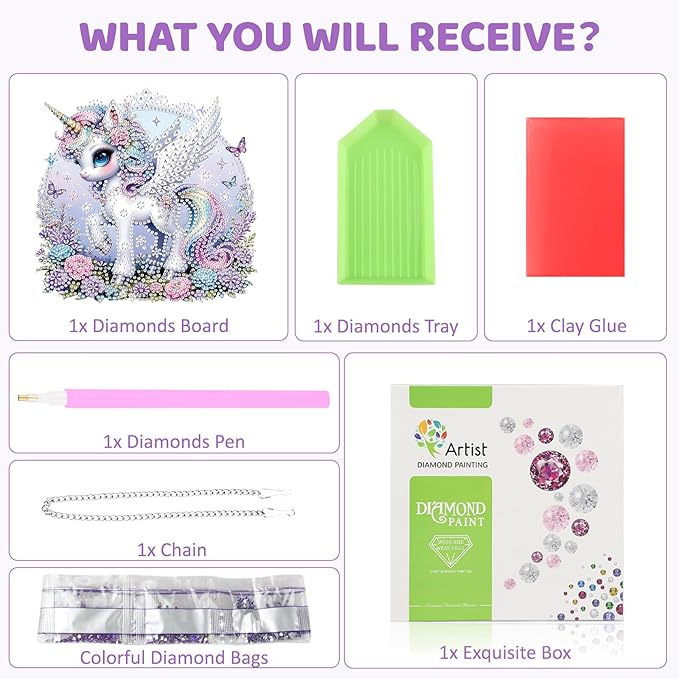 MEIYUDA Animals Diamond Art Hanging Kits for Adult, Purple Animal Diamond Painting Hanging Kits Ornaments, DIY Special Shaped Rhinestone Window Pendants kit for Home Garden Wall Decor Gift