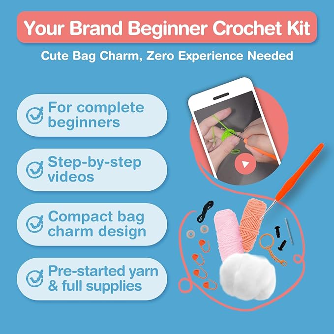 Avenir Beginner Crochet Kit for Adults & Teens - Small Portable Animals Kit with Keychain, Complete Supplies & Video Tutorials, Perfect Arts & Crafts Gift for Women & Girls (Dancing Octopus)