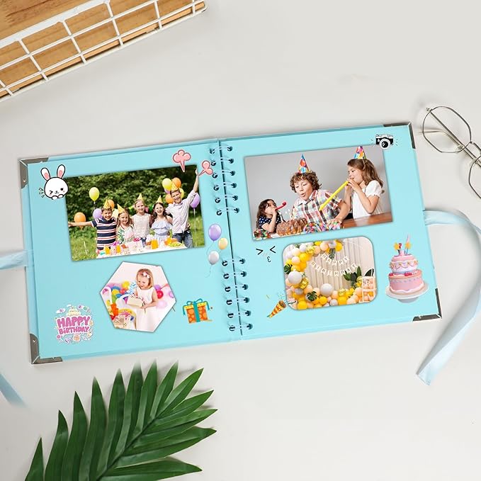 Scrapbook (8 x 8 inch) Scrapbook Album 60 Pages Ideal for Your DIY Scrapbooking Albums Wedding and Anniversary Family Photo Album (blue)