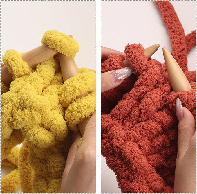 SUNTQ 8 Pack Assorted Chunky Yarn - Bulky Thick Chenille Fluffy Yarn for Crocheting, Hand Knitting, Arm Knitting - 4 Golden Yellow, 4 Canyon (32 yds, 8.8 oz Each Skein)