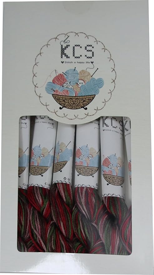 KCS Big skeins of 25 Meters Size 25 Color Variegated Cross Stitch Stranded Threads,6 skeins,4518