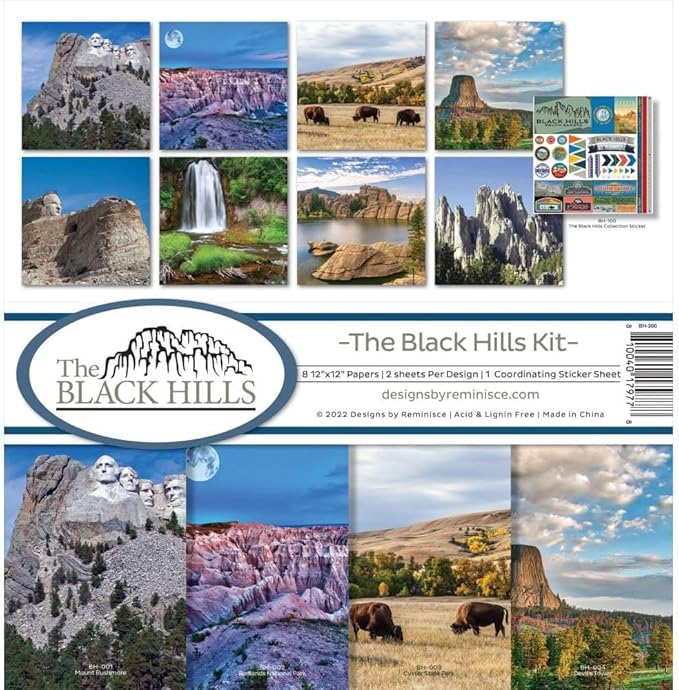 Reminisce Black Hills Scrapbook Collection Kit, White, 12x12 inches