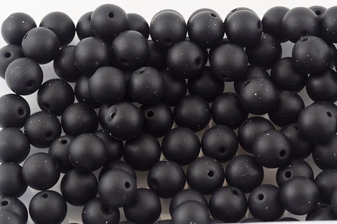 Natural Stone Beads 100pcs 8mm Matte Black Onyx Agate Dull Polish Round Real Stone Beading Loose Gemstone DIY Smooth Beads for Bracelet Necklace Earrings Jewelry Making (Matte Black Onyx, 8mm)