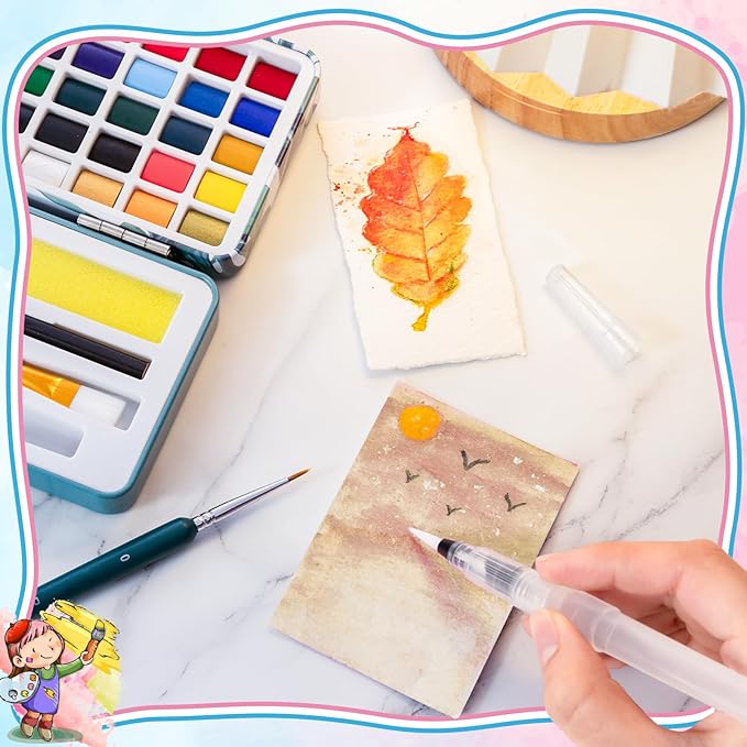 50 Colors Watercolor Paint Set, Watercolor Set with Watercolor Paper, Palette, Brushes, Water Color Art Supplies for Beginner Artists Adults Mothers Day Gifts for Mom