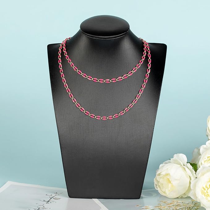 2 Meters Jewelry Chains for Jewelry Making, Enamel Cable Rolo Chain Spool with Jump Rings and Lobster Clasps