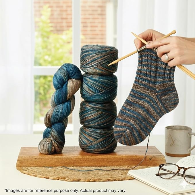 KnitPro Symfonie Fingering Weight Hand Dyed Variegated Yarn Skein | Extra Fine Merino Wool & Polyamide Blend for Knitting & Crocheting, Oeko-TEX Certified 400m, 100g | Terra Cabin in the Woods