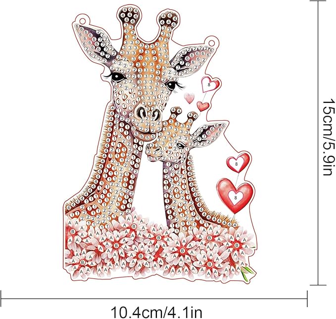AiYuanzsh DIY Acrylic Diamond Painting Hanging Kits, Love Giraffes Special Shape Diamond Rhinestone Round Diamond Art, Window Decorations Home Garden Wall Hangings Valentine's Day Gifts