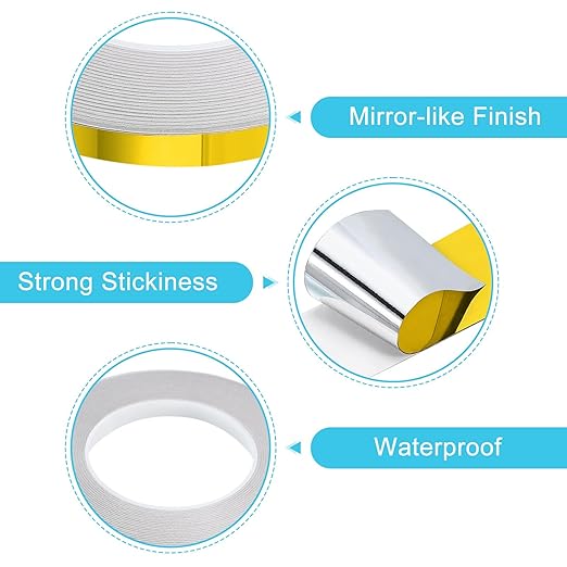 uxcell Metallic Tape, 0.39 in x 164 ft Self Adhesive Metalized Polyester Film Tape Waterproof Shiny Washi Tape for Walls Graphic Arts Gifts Wrapping Crafts Decoration, Gloss Gold, 2 Pcs