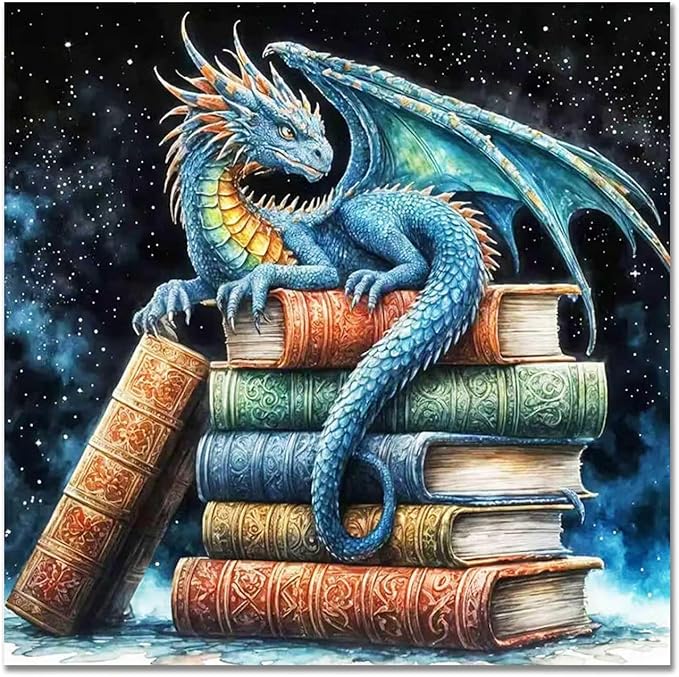 Dragon Book Cross Stitch Kits for Adults - Embroidery Kits for Beginners Adults,11 CT Patterns Dimensions Counted Cross Stitch Kits for Adults Arts Craft 13.8x13.8 inch