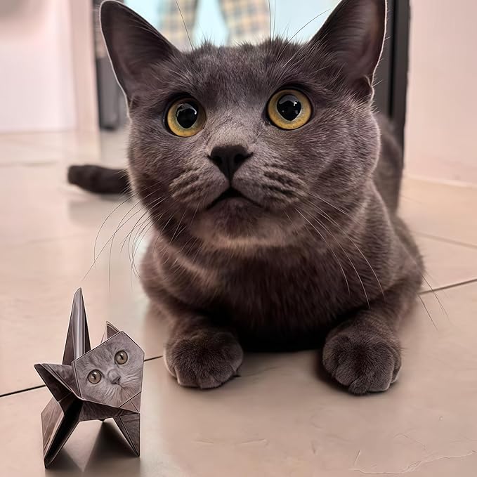 2PCS DIY Paper Cats Kit,50 Sheets Cute Kitten Origami Cats,3D Handmade,Fun Creative Art Project,Origami Paper Activity for Kids & Adults, Desk Decor and Gift for Pet Lovers