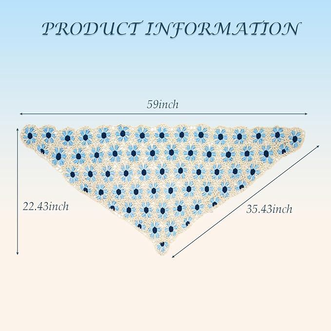 Noocro Crochet Kit for Intermediate or Advanced Levels, Complete Craft Kit for a Floral Daisy Shawl with Step by Step Video Tutorials Detailed Instructions, Perfect Holiday Gift or DIY Project (Blue)
