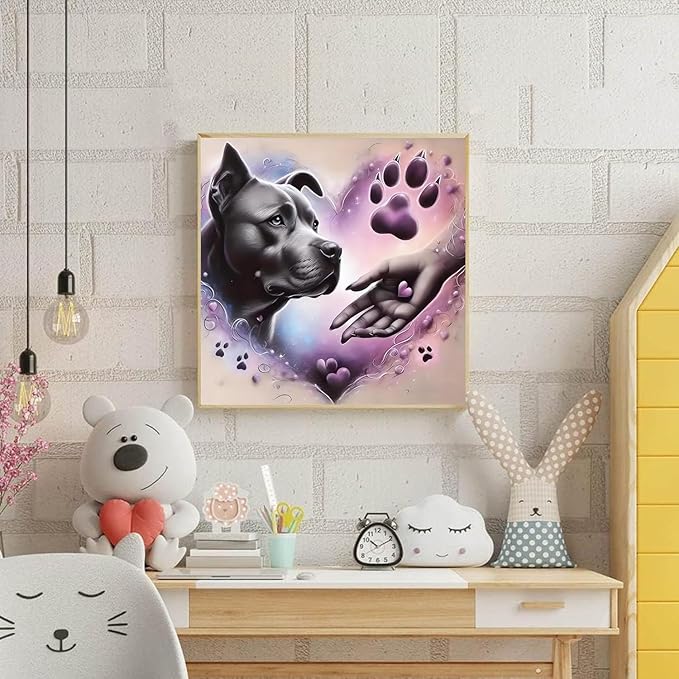 LILEIDECO Diamond Painting Kits for Adults DIY 5D Diamond Art Paint with Round Diamonds Full Drill Gem Art Love Black Dog Painting Kit for Home Wall Decor Gifts 11.8x11.8inch