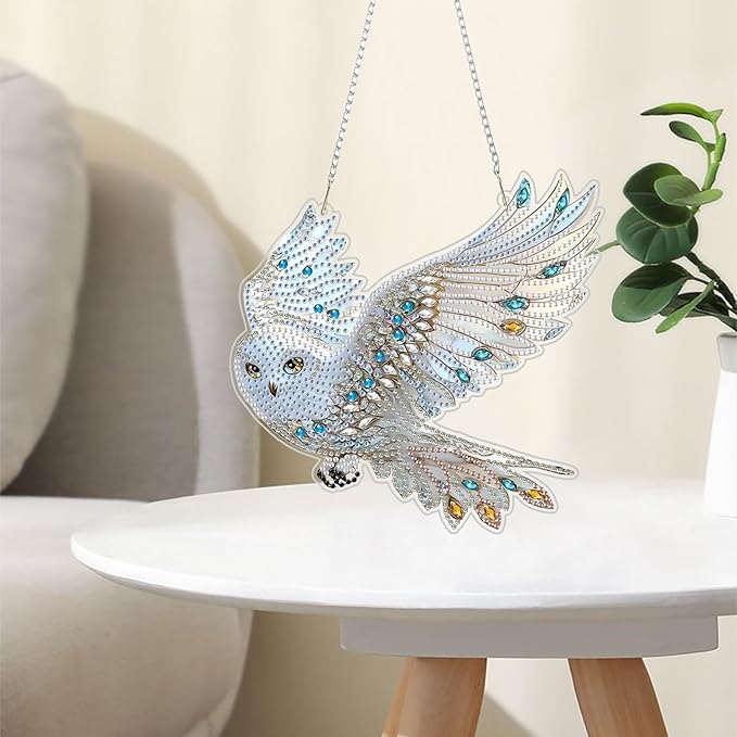 RYMILIE Diamond Art Hanging Kits for Adults, Special Shaped Diamond Painting,Double Sided 5D DIY Acrylic Diamond Art Painting Window Pendants Home Garden Wall Hanging Kits Snowman Ornament