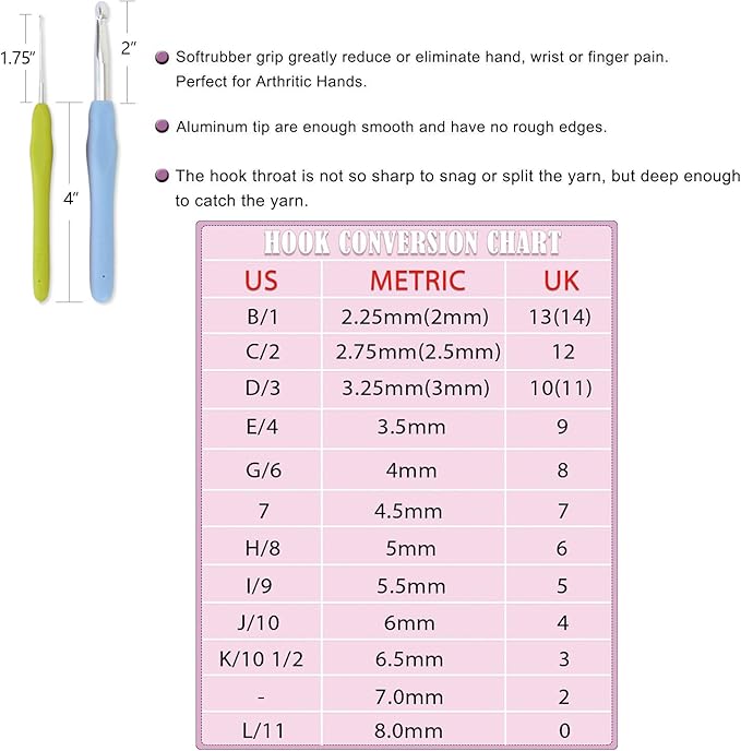 Teamoy Ergonomic Crochet Hook Set,12Pcs Large Crochet Hooks for Arthritis and Beginners, Smooth and Comfortable
