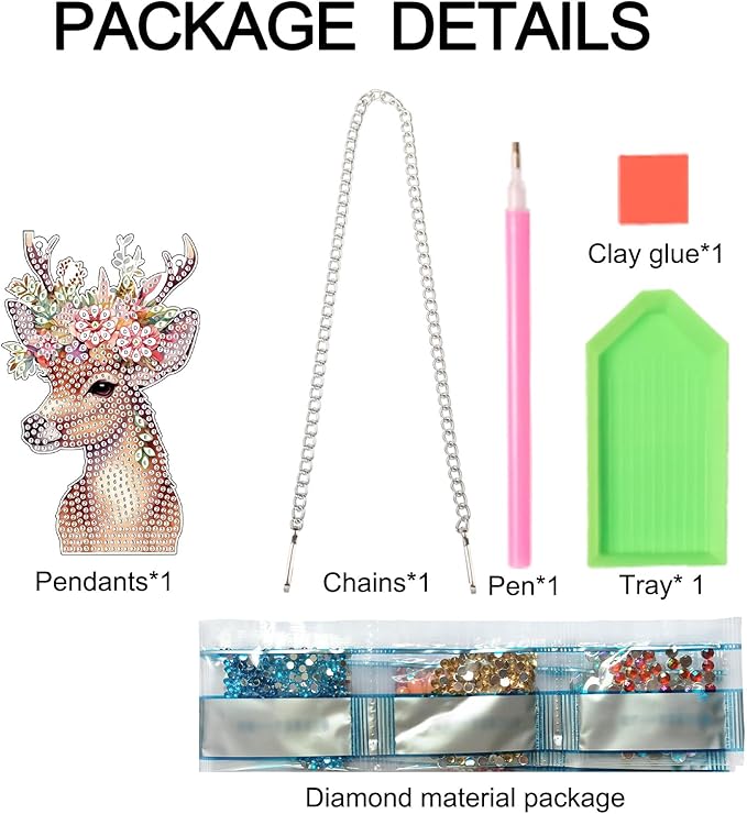 Deer Animal Diamond Painting Hanging Kit – DIY Acrylic 5D Special Shaped Diamond Art Pendant Ornament Board for Wall, Door Garden Decoration, Handmade Craft Kit Gift for Adults and Beginners