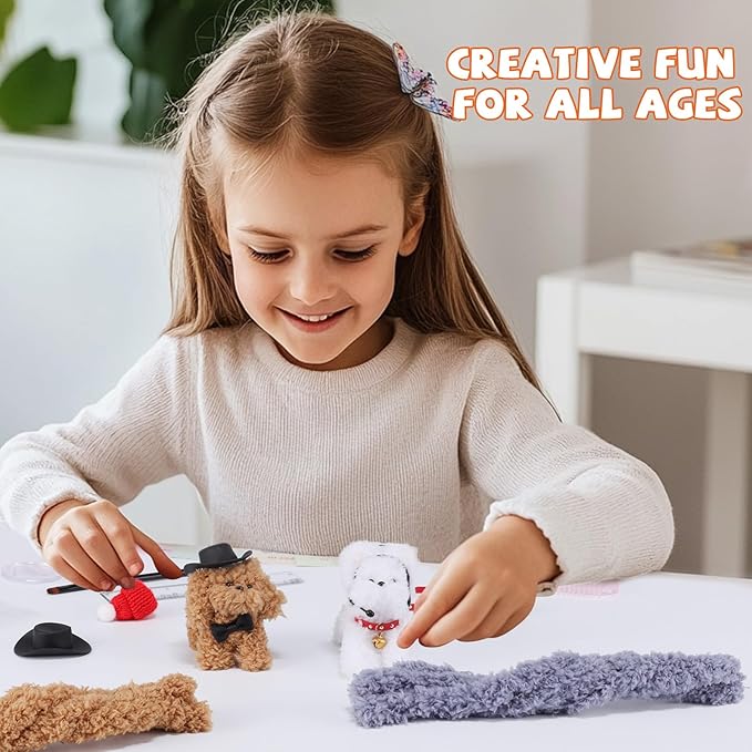 JMMICO 71 PCS Pipe Cleaner Craft Kit for Kids- DIY Animal Puppy Kit with Video Tutorial, Creative Gifts, Kids Classroom Prizes, Arts and Crafts for Kid, Gifts for 8+ Year Old Girls