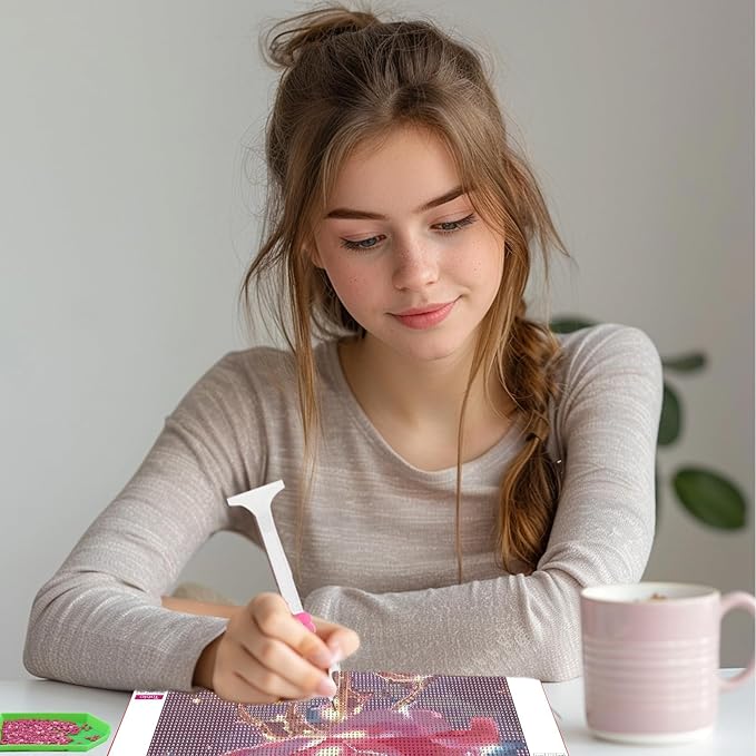 SENQAO Rose Diamond Art Kits for Adults, Valentine's Day Diamond Painting Kit for Beginners, Round 5D DIY Diamond Dots, Full Drill Painting Kit Art and Crafts for Adults Home Wall Decor 12x16inch