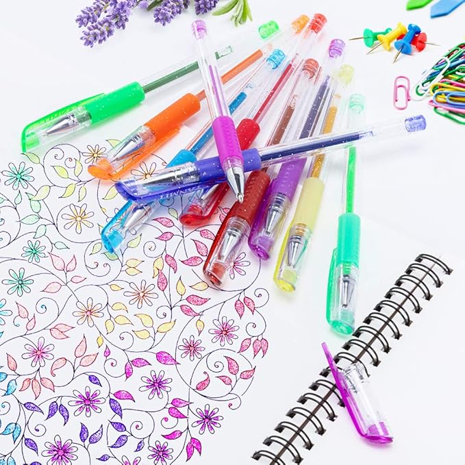 TANMIT Gel Pens, 33 Color Gel Pen Fine Point Colored Pen Set with 40% More Ink for Adult Coloring Books, Drawing, Doodling, Scrapbooks Journaling