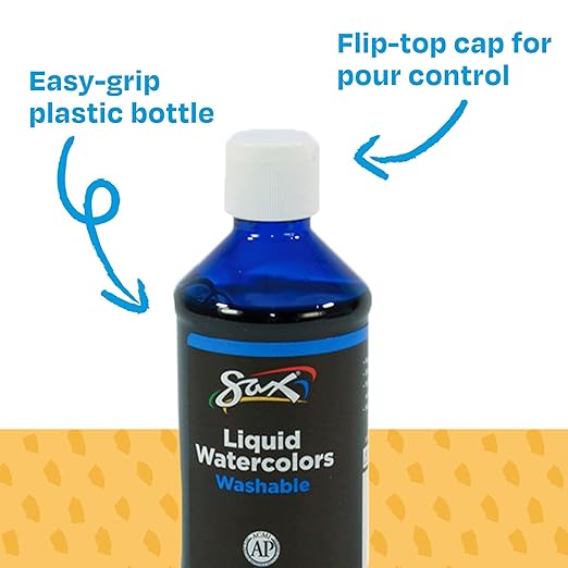 Sax Liquid Watercolors - 8 Ounces - Set of 10 - Assorted Colors