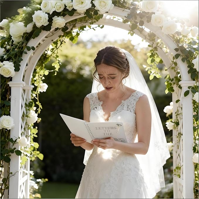 Wukfuiui Letters to The Bride Scrapbook 12 x 12 Inch Wedding Photo Album Kit DIY Guest Book for Bride with Metallic Pens Pearl Stickers Memory Book with Thick Paper for Letters Bridal Shower Gifts