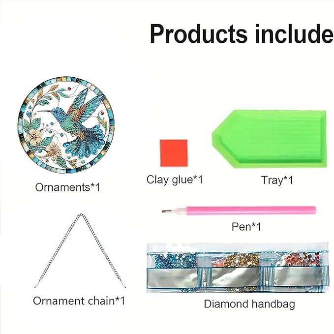 AIBOERL Diamond Art Hanging Kit for Adult,Special Shaped Rhinestone,Double Sided 5D DIY Acrylic Diamond Art Painting Window Pendants Home Garden Wall Hanging Kits Hanging Ornament (Bird)