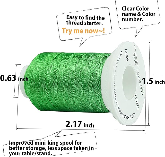 Simthread 40 Colors 1100Y(1000M) Machine Embroidery Thread Big Spool Polyester Bright and Beautiful Colors for Brother Babylock Janome Singer Pfaff Husqvarna Bernina Machines