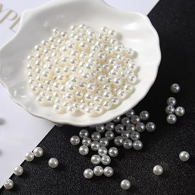 Laopottbeads 800 Pcs Ivory White 8MM Pearl Beads for Jewelry Making Round Pearl DIY Kit for Bracelets, Earrings, Necklaces & Anklets