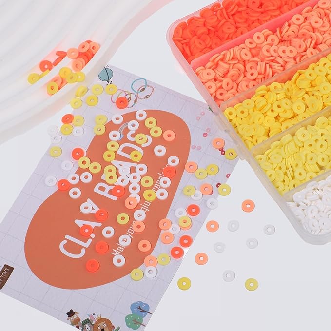 3500Pcs Yellow Clay Beads for Bracelets Making 6mm Heishi Polymer Clay Bead, Flat Round Disc for Jewelry Making Yellow Bead Making Kit