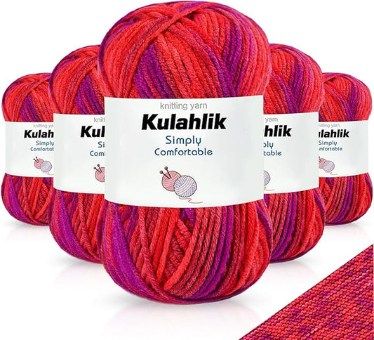 250g(5x50g) Acrylic Yarn for Crochet/Knitting, Colorful Gradient Yarn Thread, 5 Rolls Skeins, Perfect for Any Knitting Crochet and Crafts Mini Project