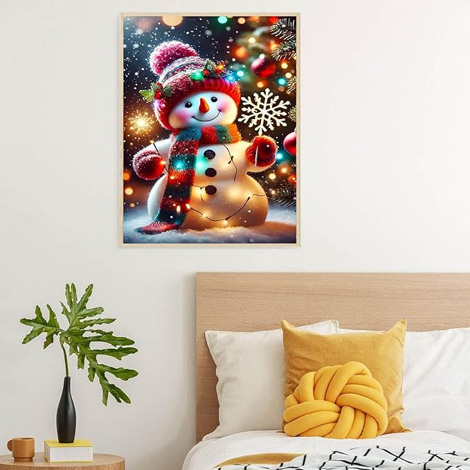 igoodom Diamond Art Kits for Adults, Christmas Diamond Painting Kit, Full Drill Round Christmas Snowman Diamond Art Kits, DIY Gem Art and Crafts for Home Wall Decor Gift 12x16inch