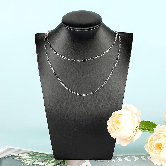 YOUBEIYEE 32.8 Feet Silver Paperclip Chain for Jewelry Making Silver Plated Brass Chain Roll for Women Necklace Bracelet DIY Jewelry Supplies