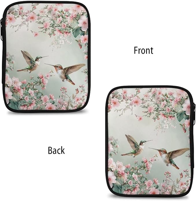 Hechitok Hummingbird Flower Crochet Hook Case, Zipper Storage Organizer Bag with Web Pockets for Crochet Needles/Knitting Accessories/Crochet Hook Kit Tools Easy to Hold