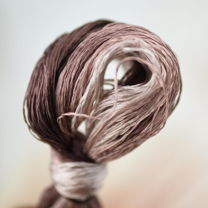 Natural 100% Silk Thread, Handmade Embroidery Thread Silk Floss 7 Colors 110m Each (59)