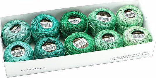 Size 8 Double Mercerized Egyptian Long Staple Cotton Pearl Thread Ball 5 Grams Rainbow Color Embroidery Thread 10 Colors per Box for Crochet Hardanger Cross Stitch Hand Embroidery (Set X)