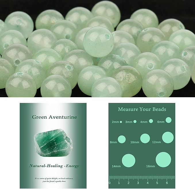 Song Xi 90pcs 4mm Natural Green Aventurine Stone Beads for Jewelry Making, Gemstones Beads Bracelet for Necklace Earring Keychain, with Jewelry Box and Elastic for Christmas Wedding Birthday Gift