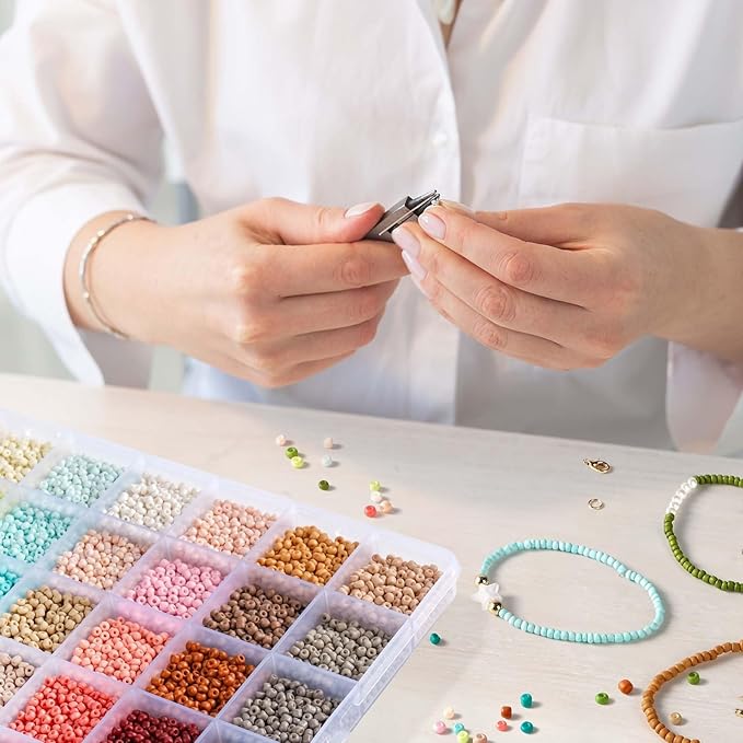 TEXGIZRLY 3mm Glass Seed Beads for Jewelry Making, Friendship Bracelet Making Kit for Girls Adults, 24 Colors Bead Bracelet Kit for DIY Crafts Gifts (3MM-A)