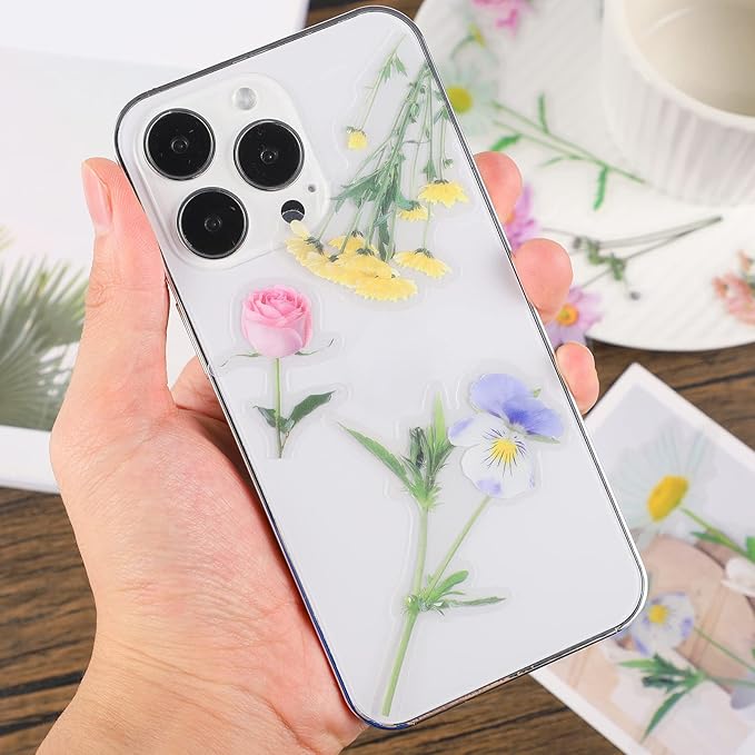 160 Pieces Natural Flower Stickers for Scrapbooking, Self-Adhesive Scrapbooking Stickers Supplies Journal for Adult Card Making Letters DIY