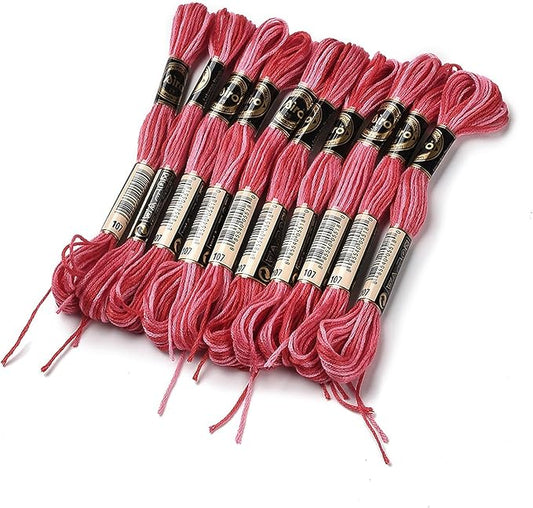 FASHEWELRY 10 Skeins Embroidery Floss Friendship Bracelet String Threads 6-Ply 0.5mm Cerise Red Cross Stitch Embroidery Thread for Sewing Bracelet Making Stitching Crafts
