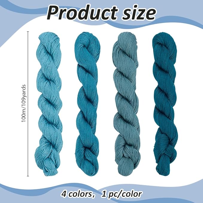 FREEBLOSS 4 Pcs Sashiko Thread Sashiko Skein 4 * 100 M Pure Cotton Embroidery Thread Japanese Sewing Threads Quilting & Embroidery Sewing Kit Supplies 4 Blue Theme Colors