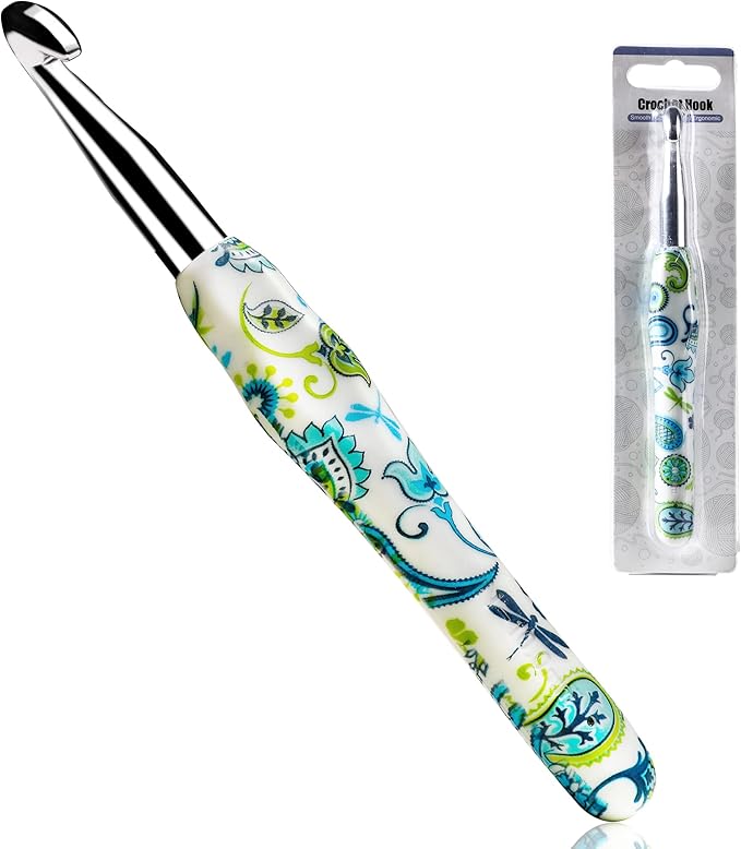 10mm Looen Crochet Hook, Ergonomic Handle for Arthritic Hands, Soft Rubber Grip Extra Long  Knitting Needles for Crochet Beginners, Knitting Enthusiasts (10mm)