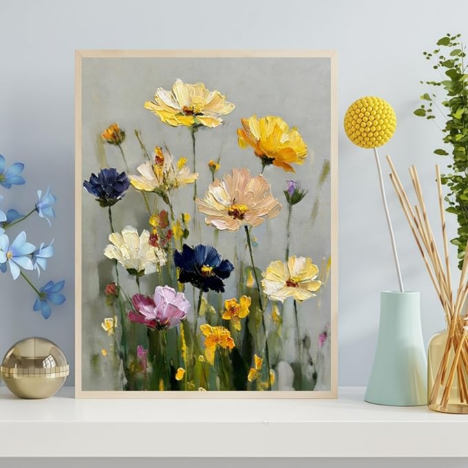 CHWGLFGG 5D Diamond Art Kits for Adults Beginners, Wild Flowers Diamond Painting Kits, DIY Full Round Drill Paint by Diamonds Dot Gem Art for Adults, Home Wall Decor 12x16 Inch