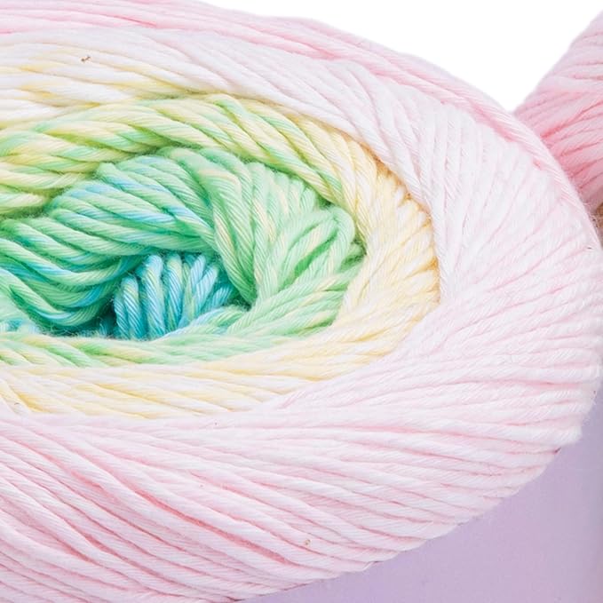 Yarn Art Bouquet Pure Cotton Yarn - 546 yds 8.80 Oz Multicolor Marbled Cotton Yarn - Rainbow Crochet for All Season Projects -%100 Cotton Fine(3) - Yarn (1 Skein) (706)